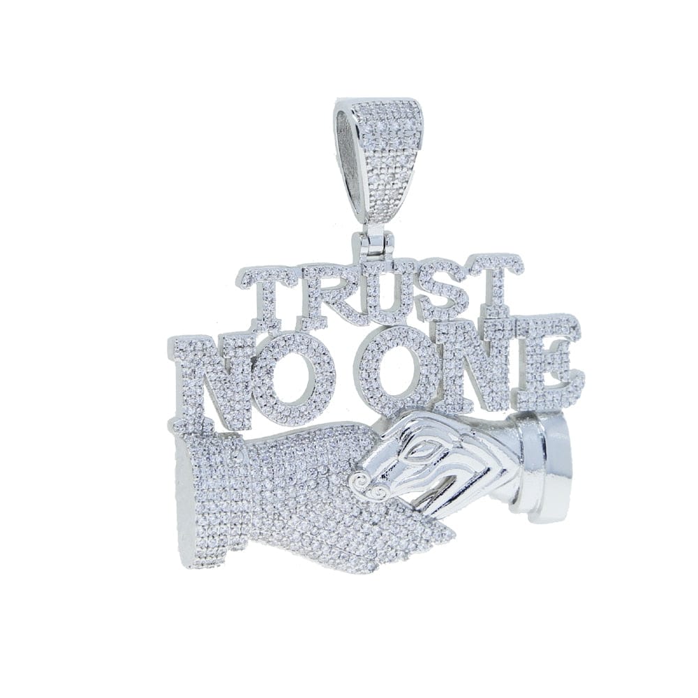Iced Out Trust No One with Double Hand Pendant - Image 2
