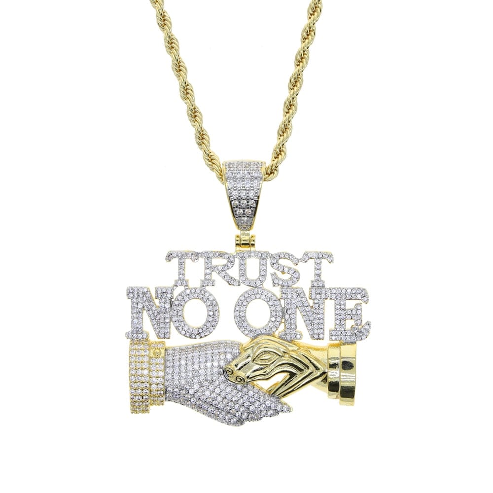 Iced Out Trust No One with Double Hand Pendant - Image 5
