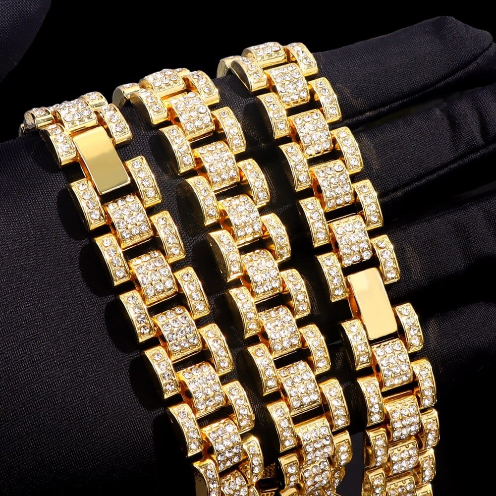 Iced Out Watch Band Cuban Choker Necklace - Image 3