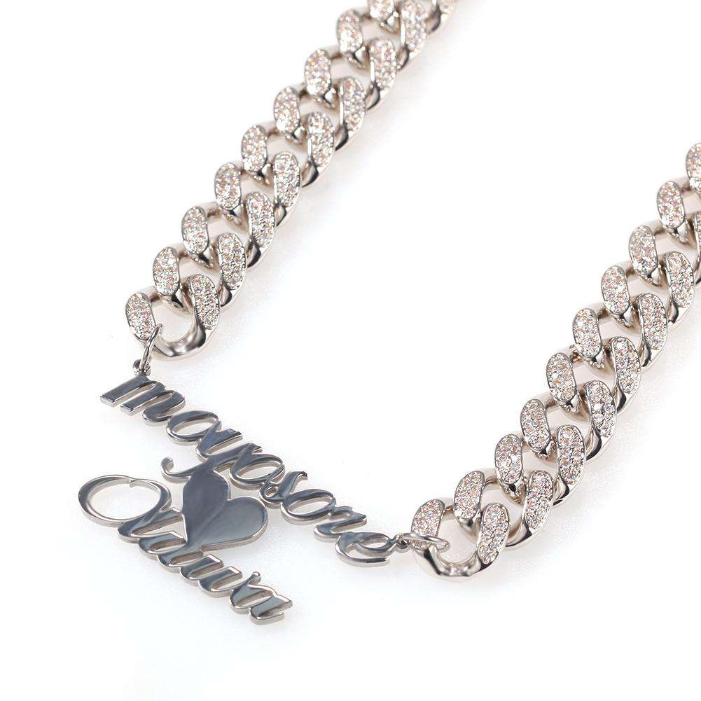Iced Princess Custom Name/Font Cuban Choker Necklace - Image 5
