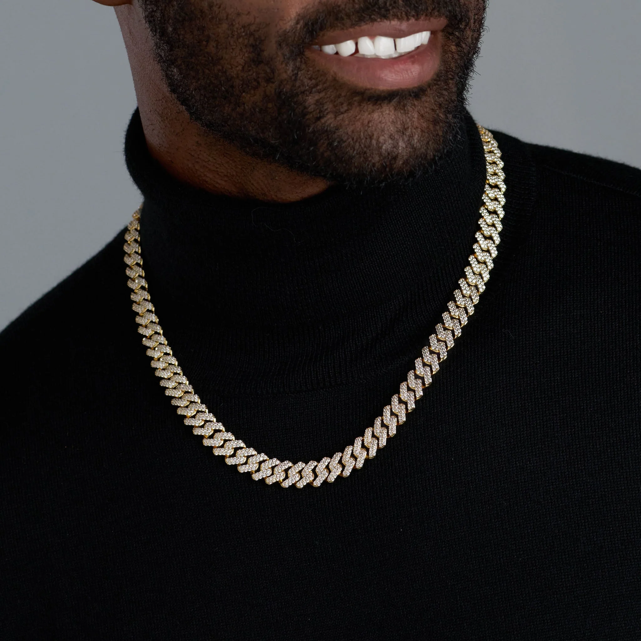 Iced Prong Cuban Chain (Gold) - 12mm - Image 2