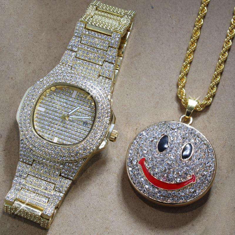 Iced Smiley Pendant + Watch Gift Set - Image 3