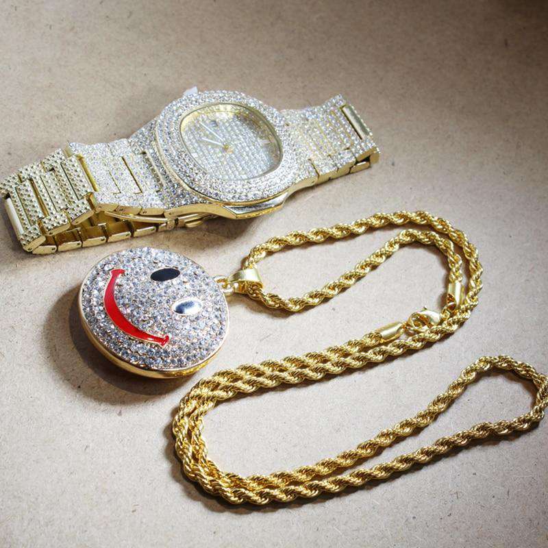 Iced Smiley Pendant + Watch Gift Set - Image 4