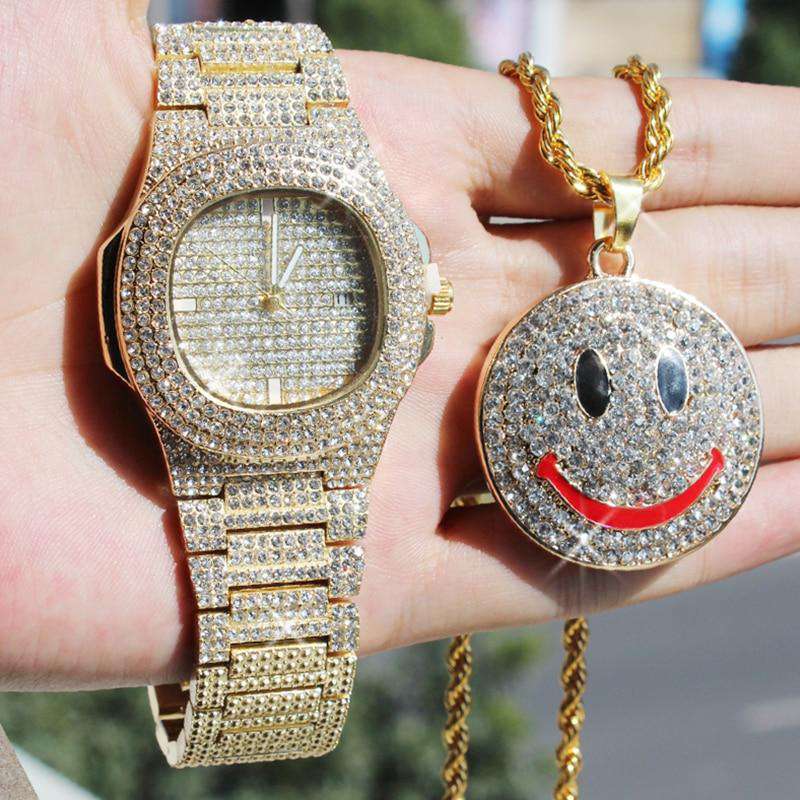 Iced Smiley Pendant + Watch Gift Set - Image 5