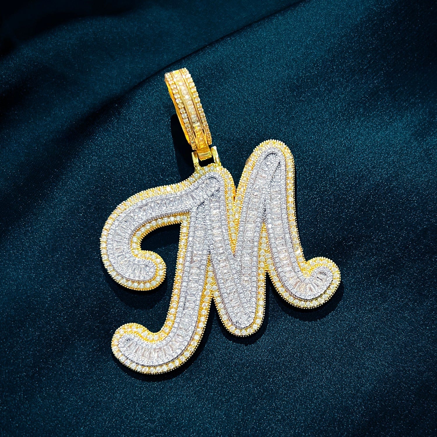 Icy Custom Big Initial Cursive Letter Pendant - Image 20