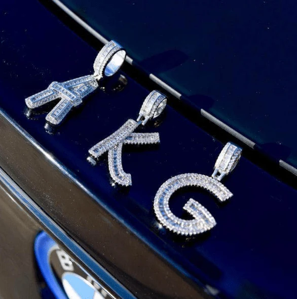 Initial Iced out Baguette Letter Pendant + FREE Chain - Image 8