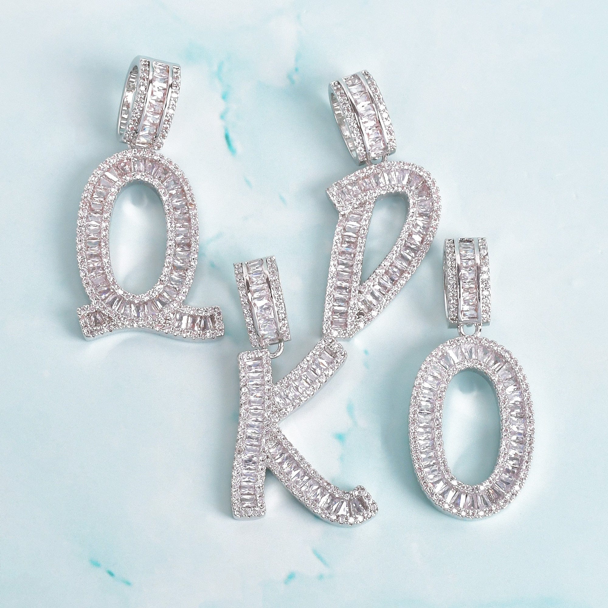Initial Iced out Baguette Letter Pendant + FREE Chain - Image 9