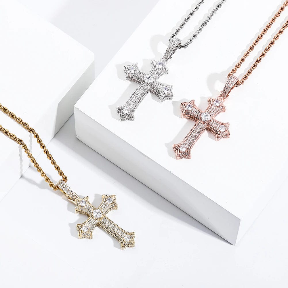 Large Diamond Gothic Cross Pendant - Image 2