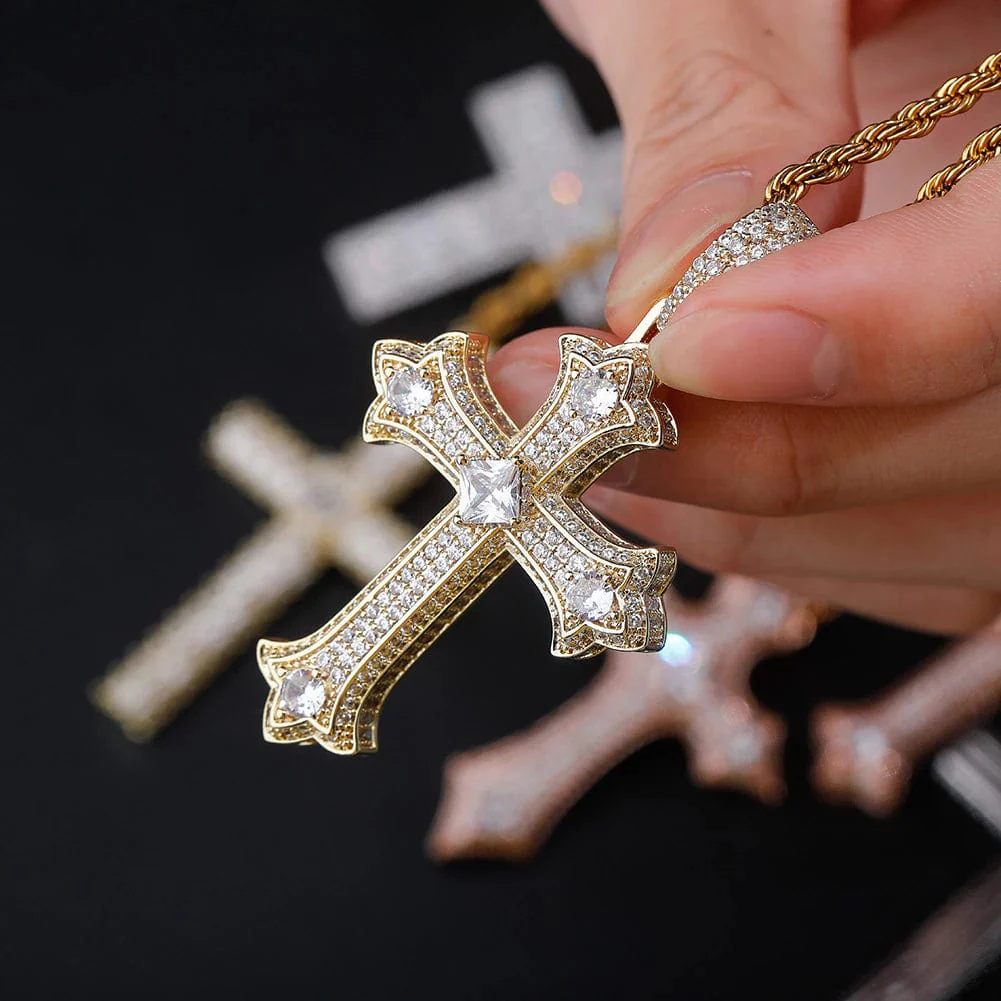 Large Diamond Gothic Cross Pendant - Image 3