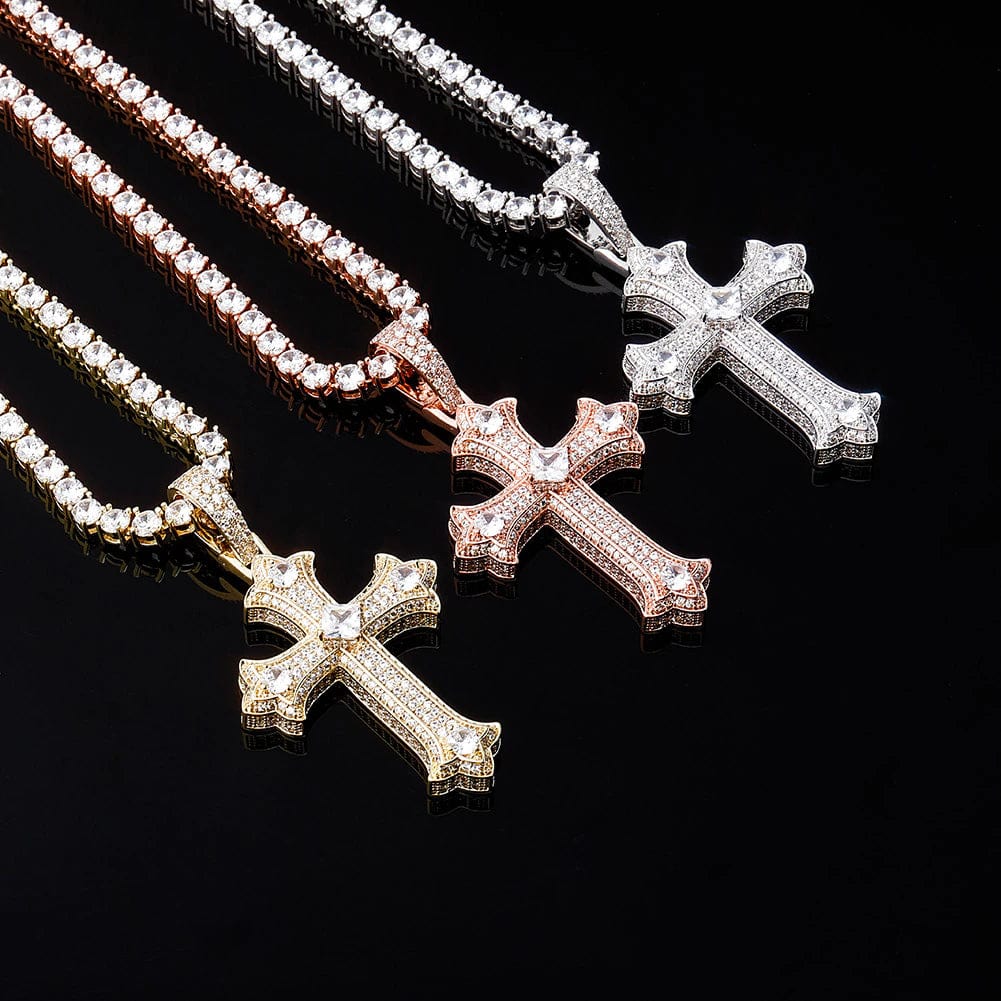 Large Diamond Gothic Cross Pendant - Image 4