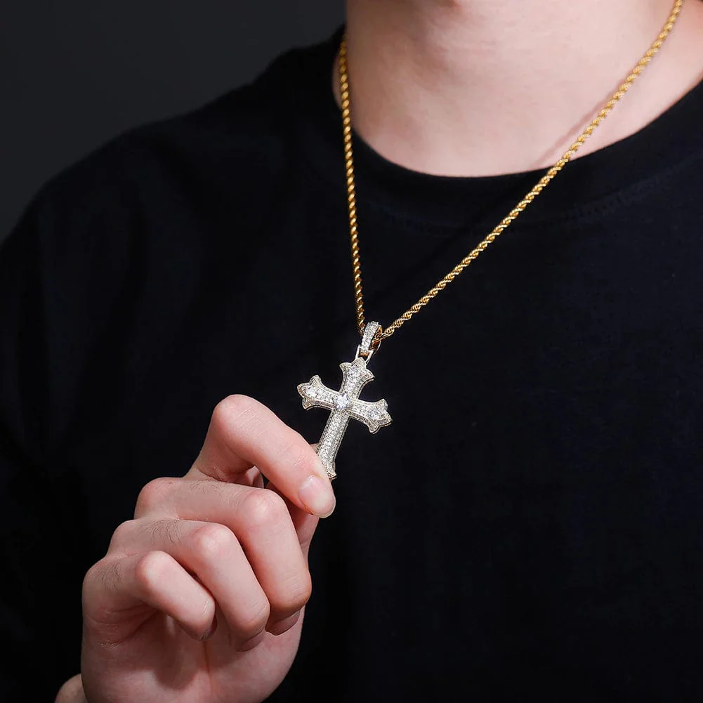 Large Diamond Gothic Cross Pendant - Image 5