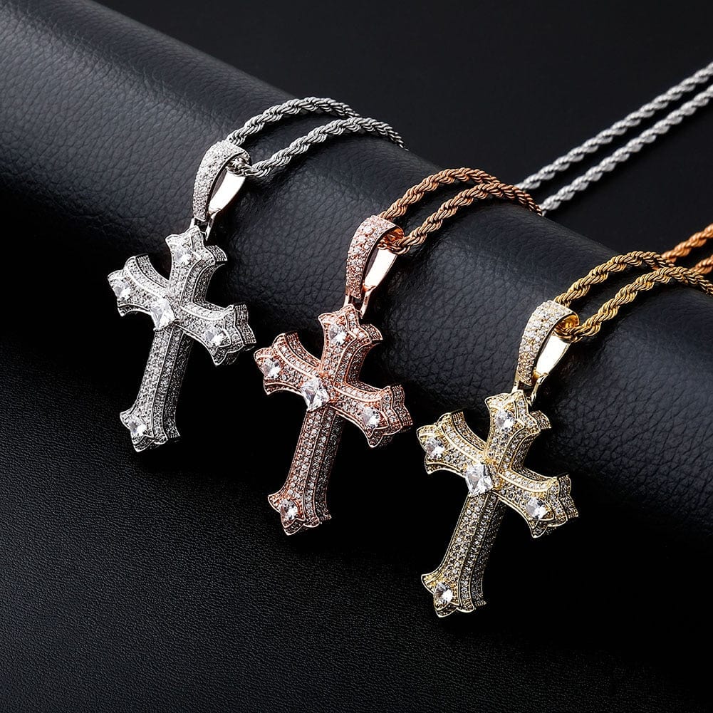 Large Diamond Gothic Cross Pendant - Image 9