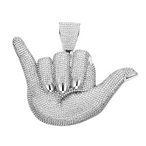 Large "Hang Loose" Fully Iced Charm Necklace - Image 5