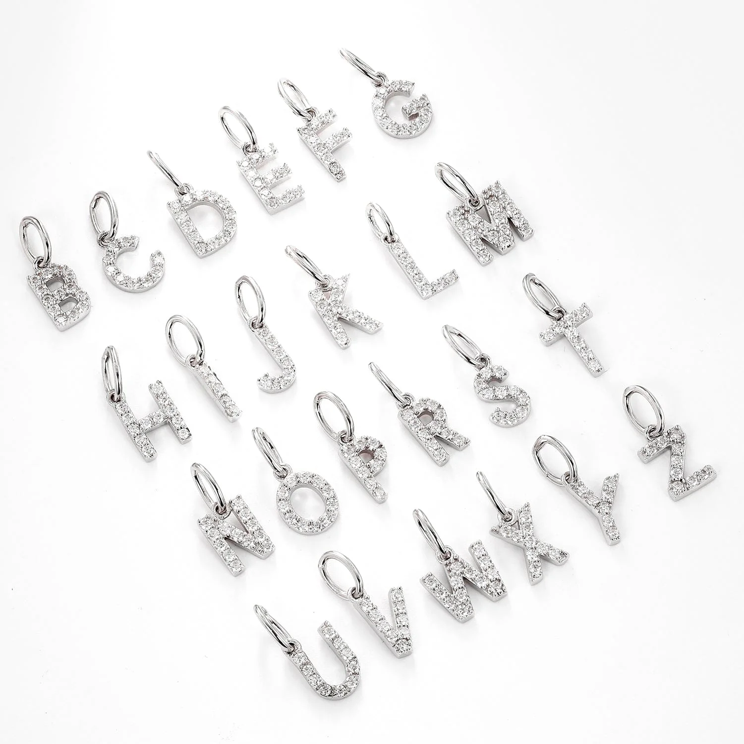 Moissanite Iced Sterling Silver Letter Pendant Necklace - Image 15