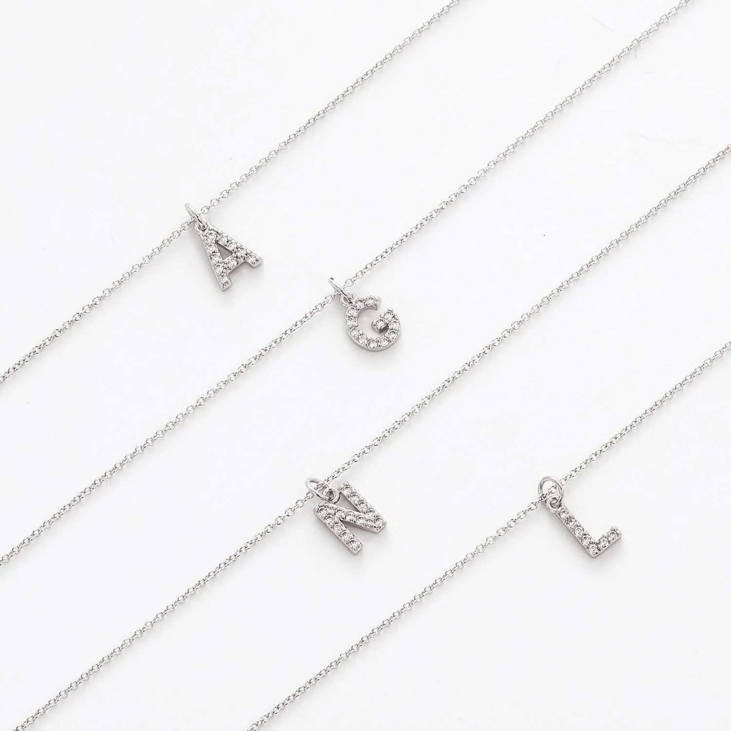Moissanite Iced Sterling Silver Letter Pendant Necklace - Image 16
