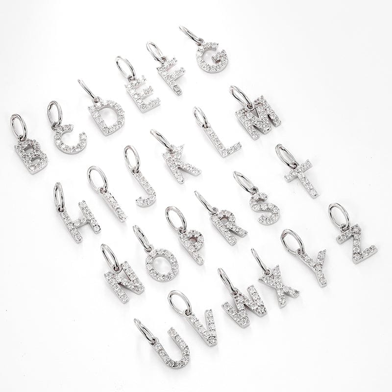 Moissanite Iced Sterling Silver Letter Pendant Necklace - Image 7