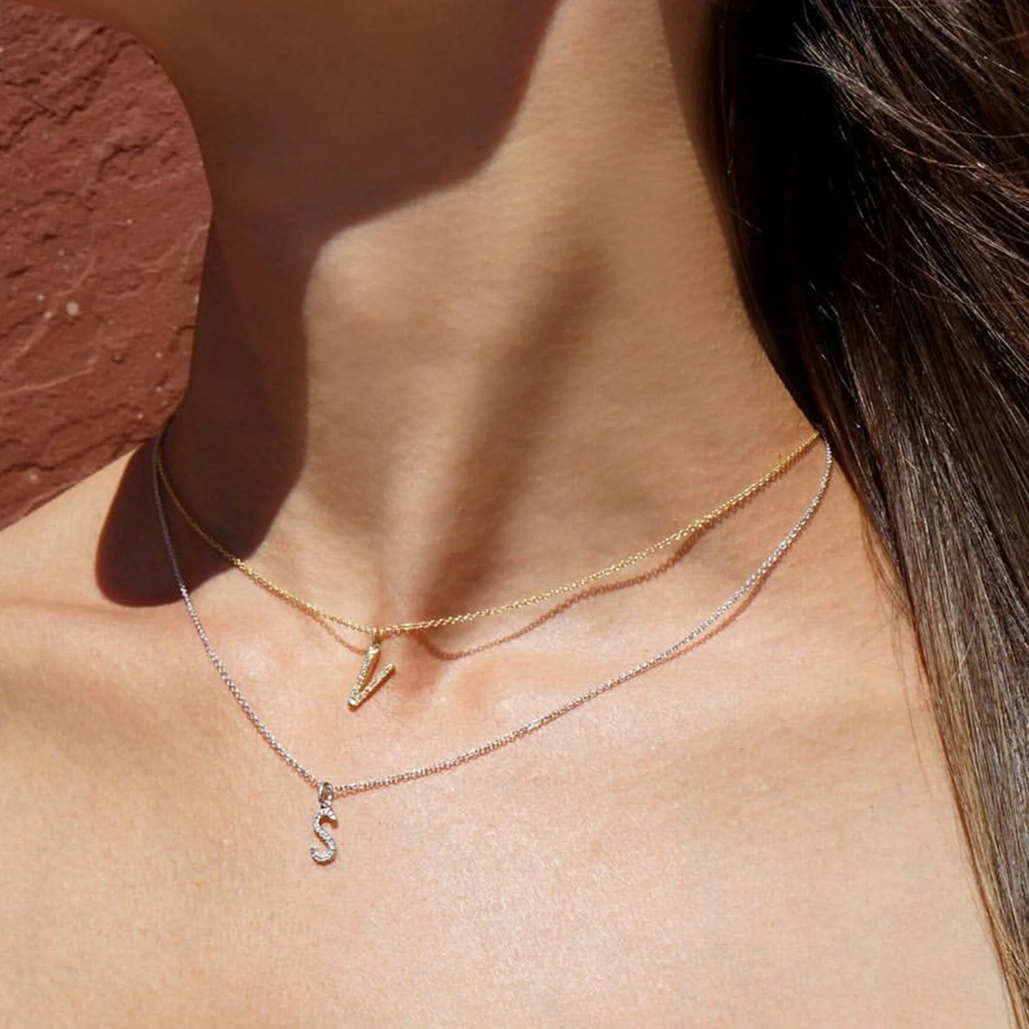 Moissanite Iced Sterling Silver Letter Pendant Necklace - Image 9