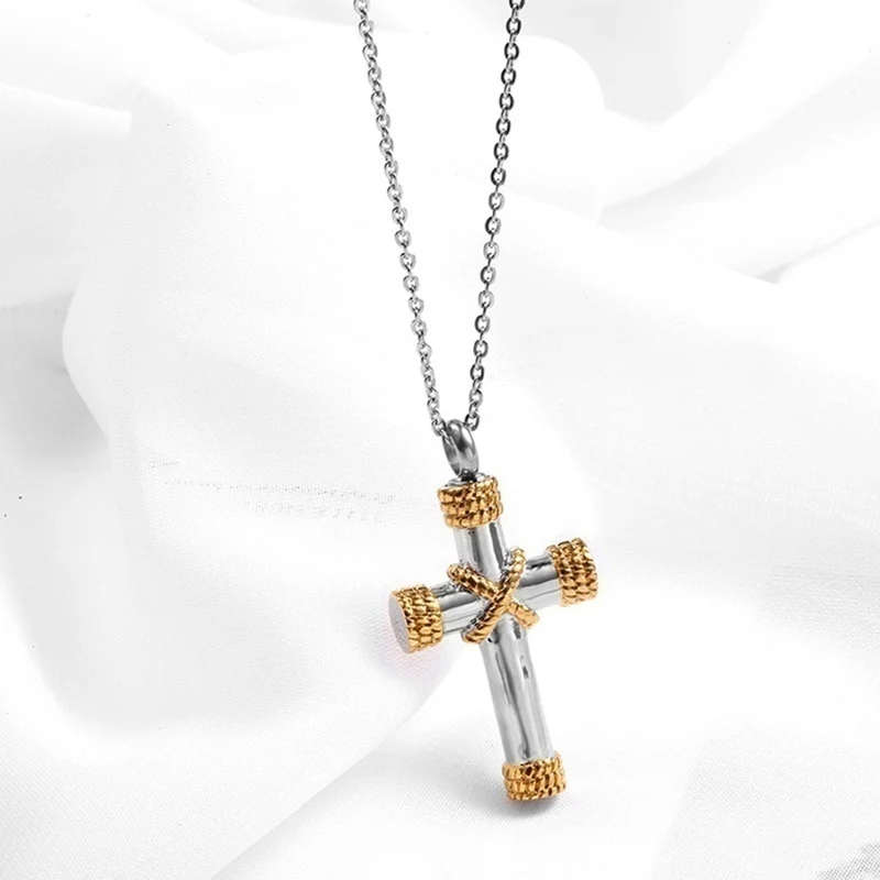 Lord Prayer Cross Ash Urn Pendant Necklace - Image 2