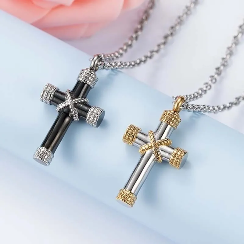 Lord Prayer Cross Ash Urn Pendant Necklace - Image 5