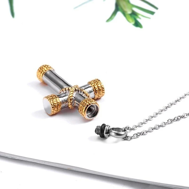 Lord Prayer Cross Ash Urn Pendant Necklace - Image 6