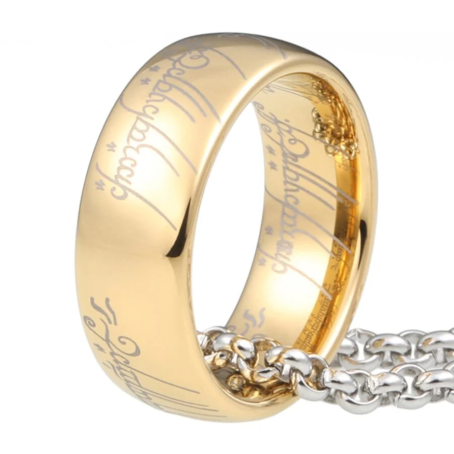 LOTR One Ring Gold Plated Tungsten Carbide Ring Replica - Image 2