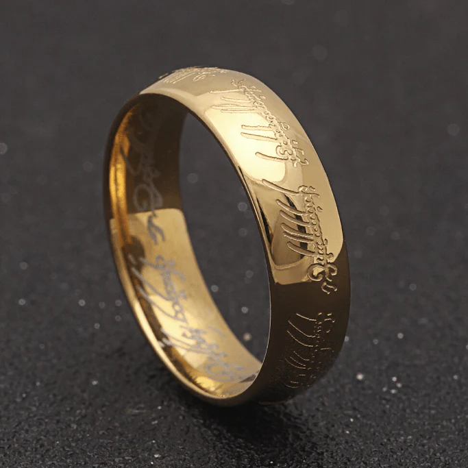LOTR One Ring Gold Plated Tungsten Carbide Ring Replica - Image 3