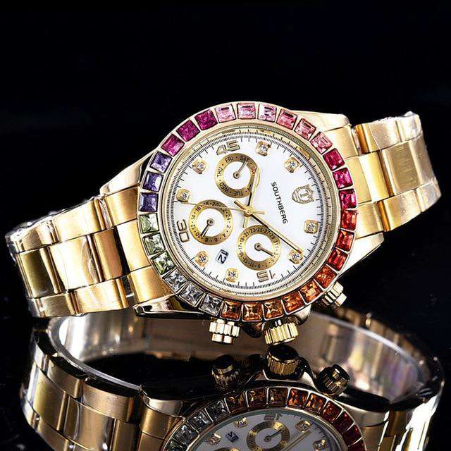 Luxury Quartz Rollie Style Watch with Color Rhinestone - Image 5