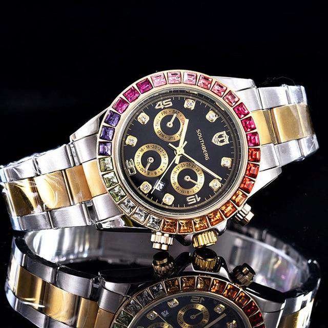 Luxury Quartz Rollie Style Watch with Color Rhinestone - Image 7