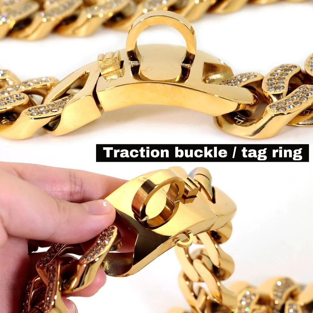 Medium/Large Gold Cuban Link Dog Collar - Image 10