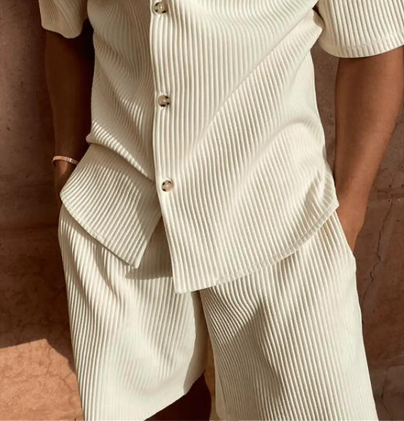 π₯ Men's Summer Corduroy Set β Lightweight Shirt & Shorts for a Stylish, Relaxed Look - Image 5