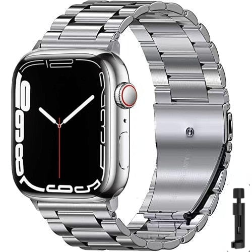 Black/Silver Metal Apple Watch Band with Folding Buckle - Image 5