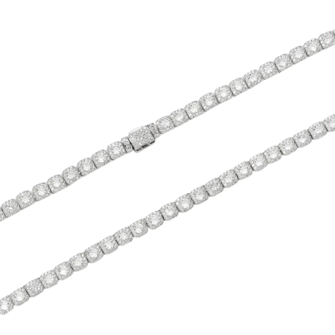 Micro Clustered Tennis Chain (Silver) - 5mm - Image 3
