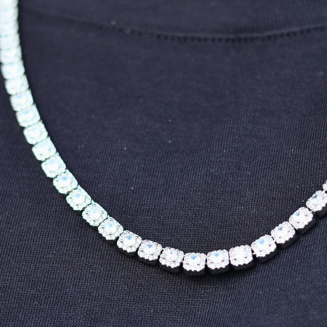 Micro Clustered Tennis Chain (Silver) - 5mm - Image 4