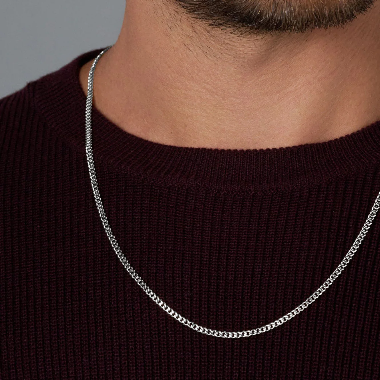 3mm VVS Minimalist Silver Micro Cuban Link Chain - Image 4