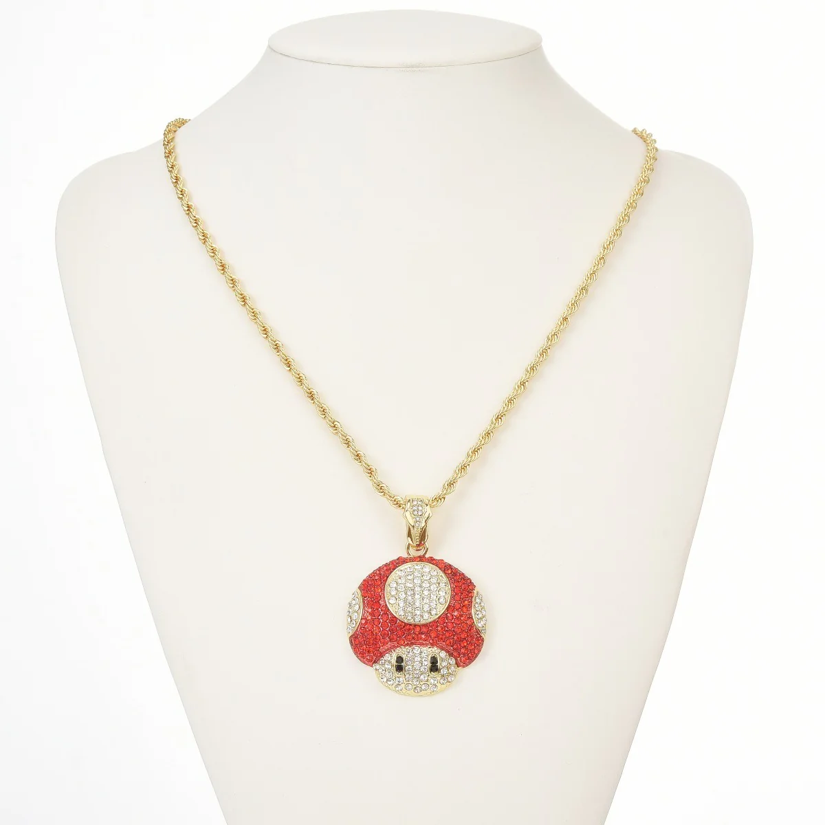 Micro Mario Mushroom Pendant Necklace Retro Rapper Chain - Image 5