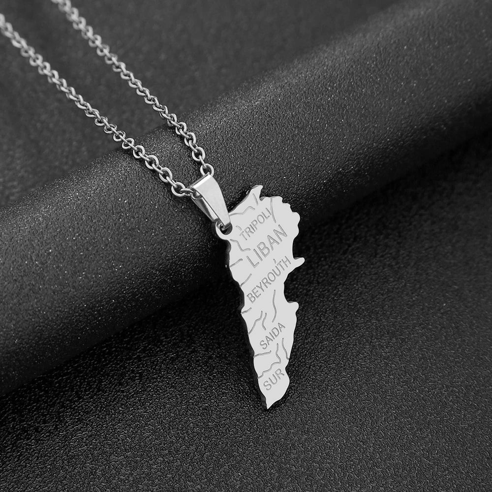 Middle East Lebanon Gold Map Necklace - Image 2