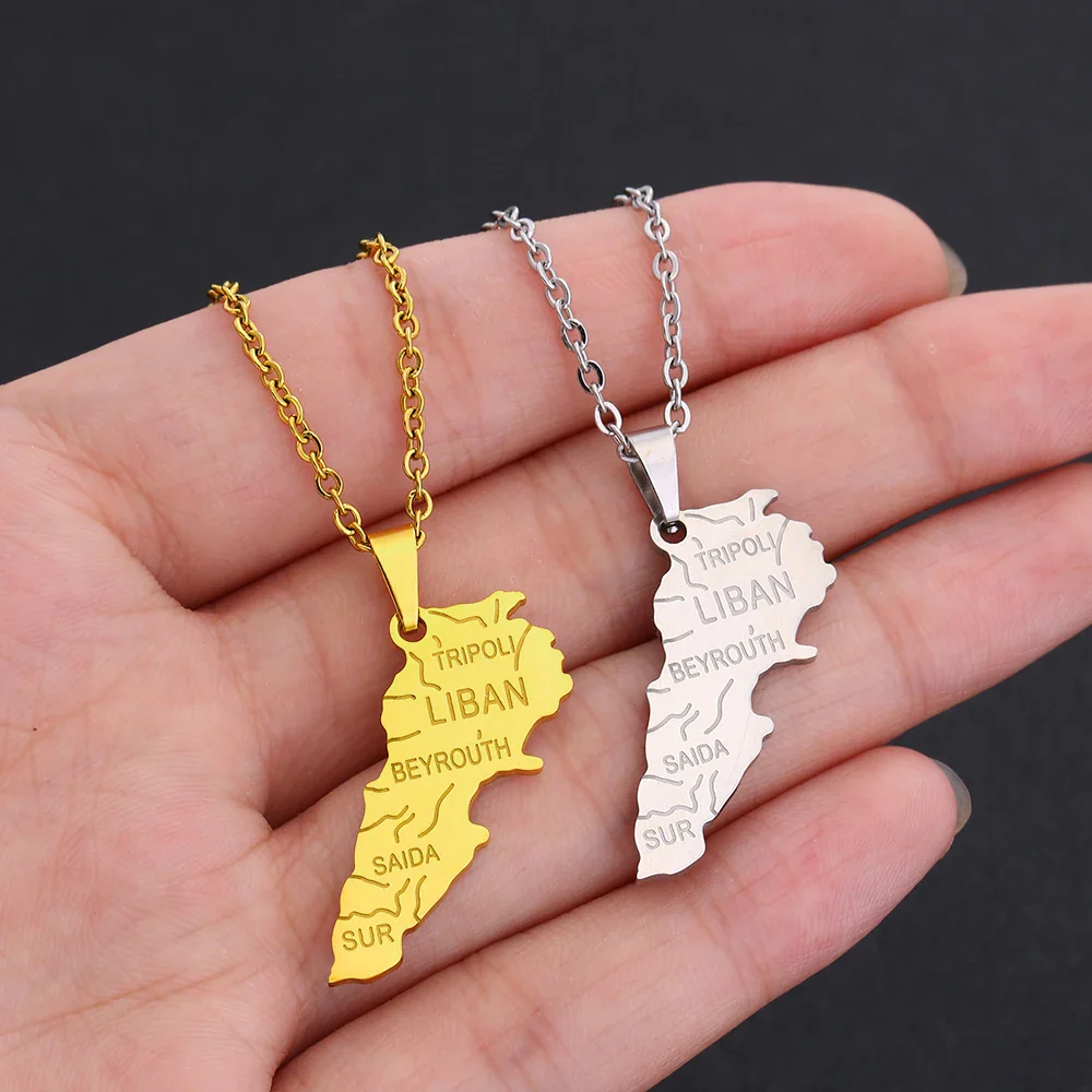 Middle East Lebanon Gold Map Necklace - Image 5