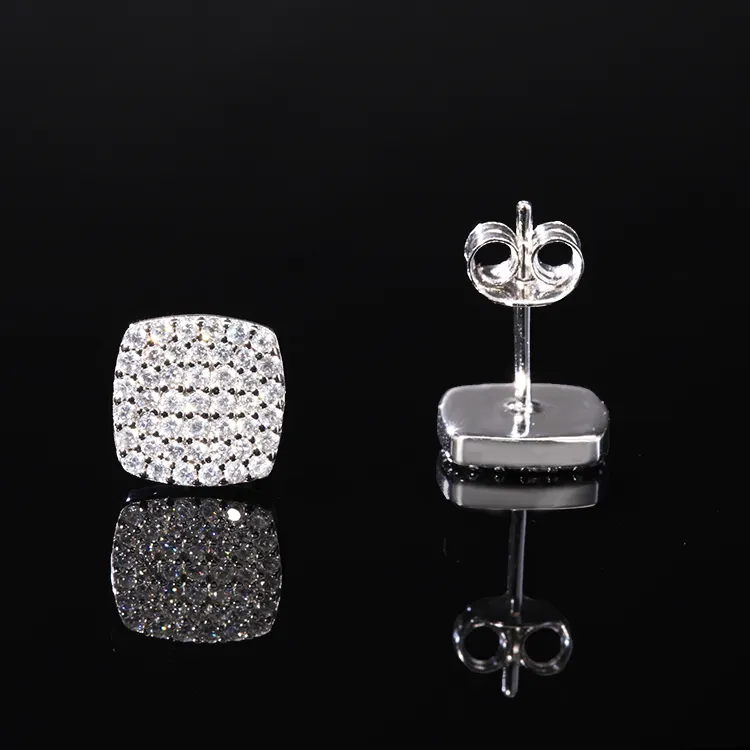 Squared Up 925 Sterling Silver Moissanite Stud Earrings - Image 2