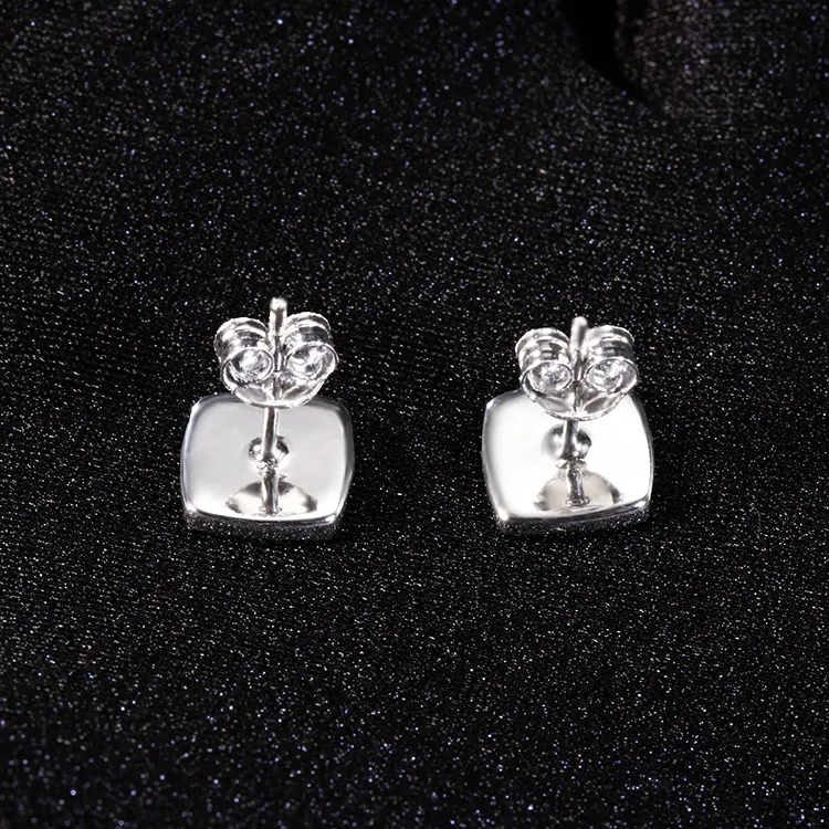 Squared Up 925 Sterling Silver Moissanite Stud Earrings - Image 3