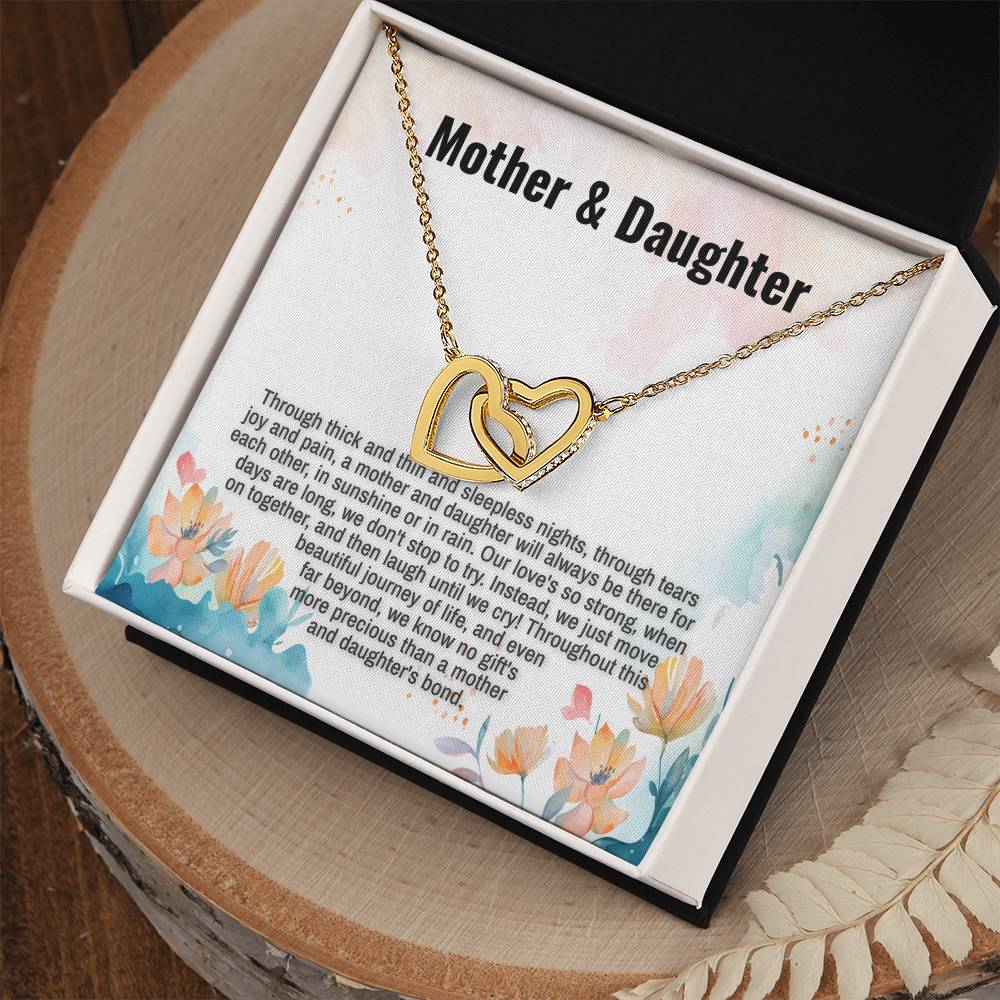 Mother & Daughter Message Card Interlocking Hearts Necklace - Image 3