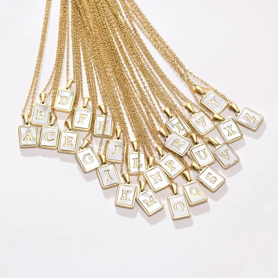 Mother Of Pearl Initial Card Necklace - Image 5