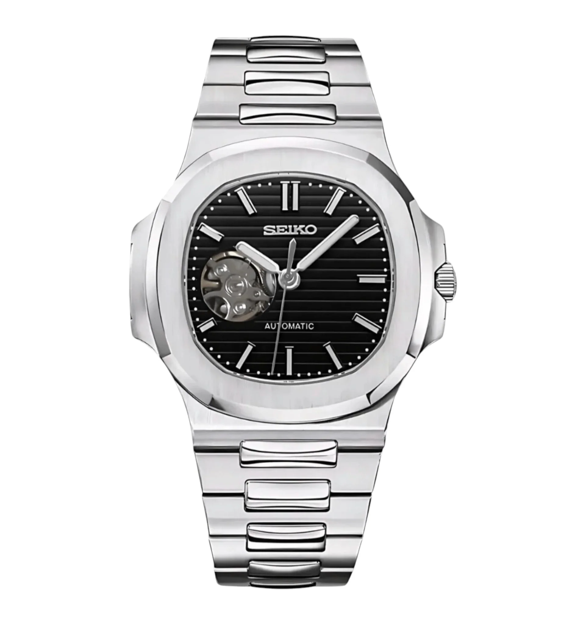 Seiko Mod Nautilus Open Heart | Black