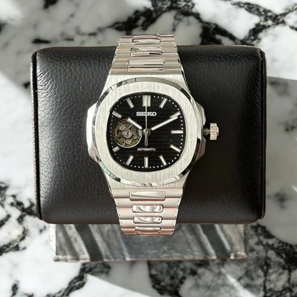 Seiko Mod Nautilus Open Heart | Black - Image 2