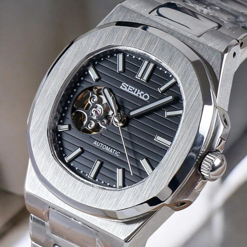 Seiko Mod Nautilus Open Heart | Black - Image 3