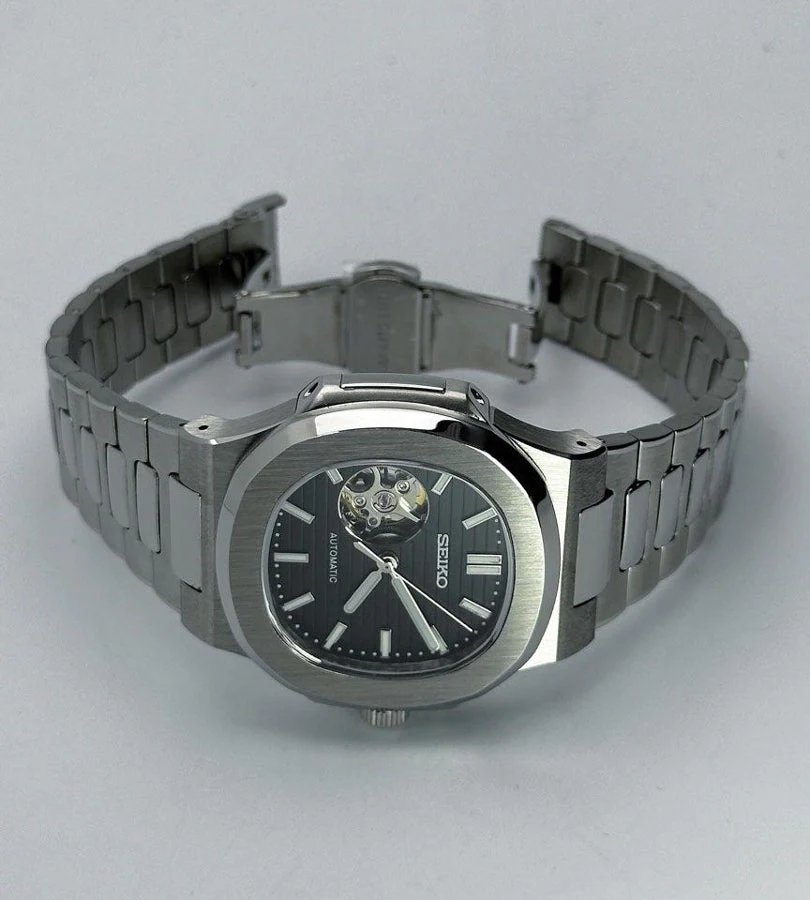 Seiko Mod Nautilus Open Heart | Black - Image 4
