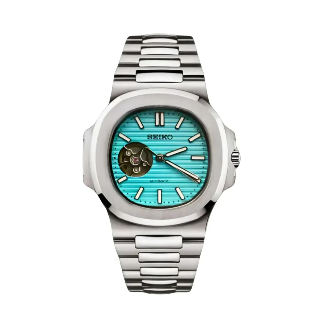 Seiko Mod Nautilus Open Heart | Tiffany Blue