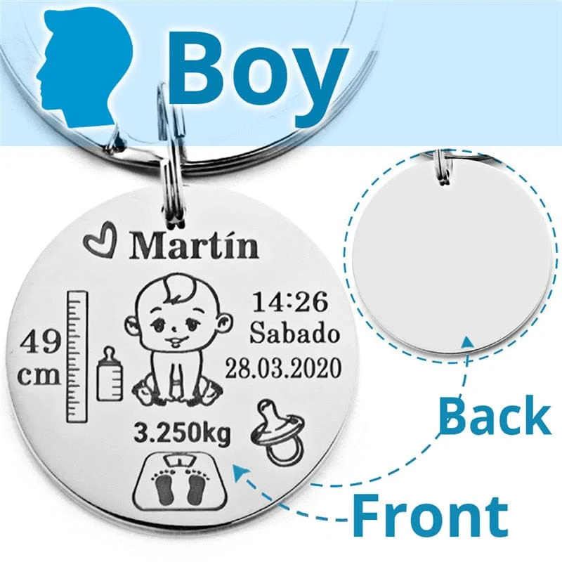 Custom Newborn Baby Engraved Name Keychain - Image 4