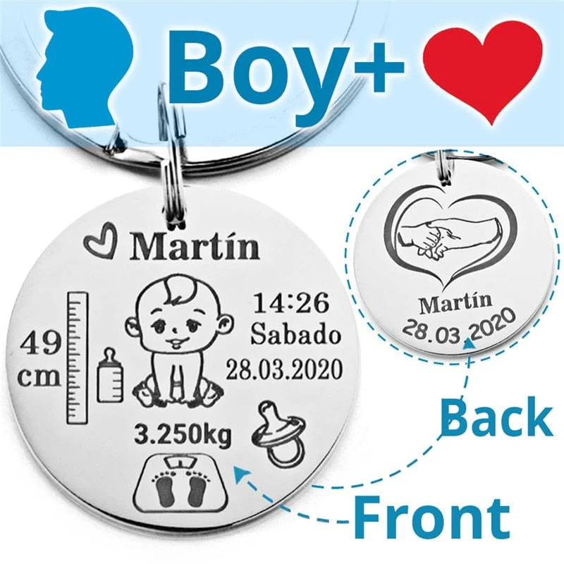 Custom Newborn Baby Engraved Name Keychain - Image 5