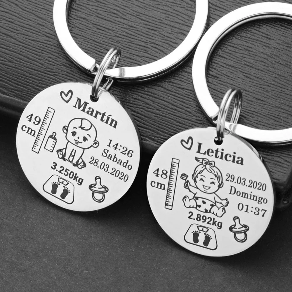 Custom Newborn Baby Engraved Name Keychain - Image 7