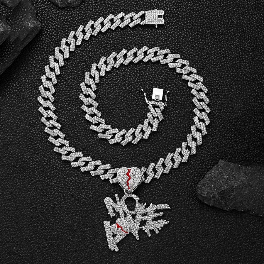 NO LOVE Letter Pendant + Cuban Chain - Image 5